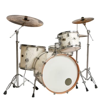 White drum kit with cymbals ai generated image