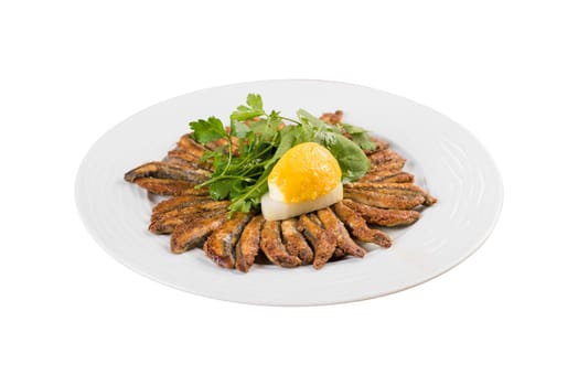 Fried crunchy anchovy - Turkish name Hamsi Tava.