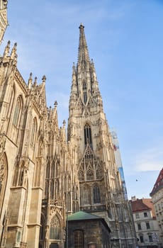 VIENNA, AUSTRIA - 10.10.2022: View from Stephansplatz to St. Stephen's Cathedral in Vienna. High quality photo