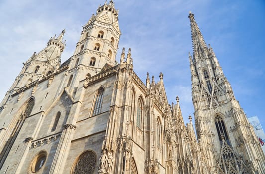 VIENNA, AUSTRIA - 10.10.2022: View from Stephansplatz to St. Stephen's Cathedral in Vienna. High quality photo