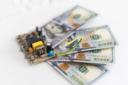 money and an electronic chip. High quality photo