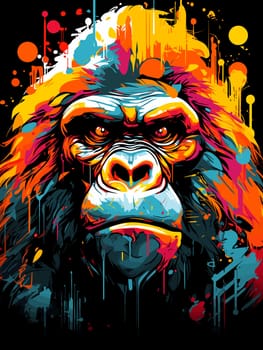 King Kong portrait. Portrait of an angry and terrified giant gorilla in vector pop art style. Template for t-shirt, sticker, etc.