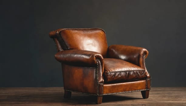 Vintage leather chair. Generative AI. High quality photo