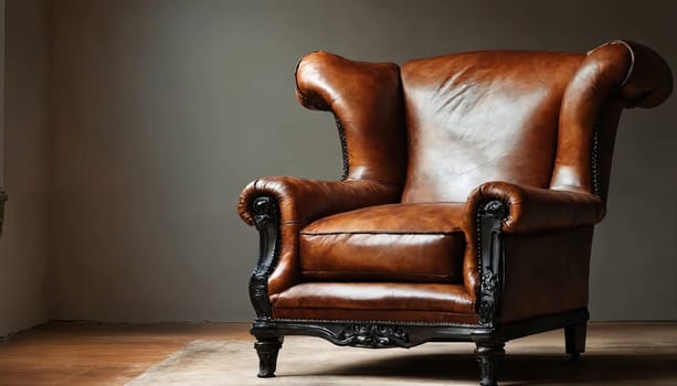 Vintage leather chair. Generative AI. High quality photo