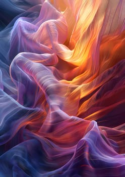 A close up of a vibrant fabric with electric blue, magenta, and purple swirling patterns that resemble a painting of a geological phenomenon in the sky