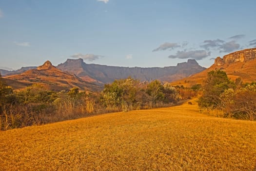 The Amphitheater formation seen from the Royal Natal National Park in the Drakensberg South Africa