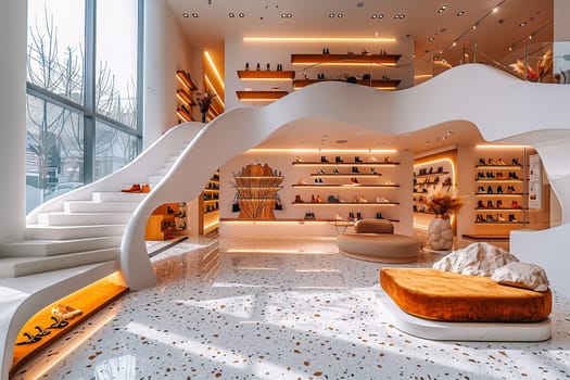 Bright large shoe store with new collection.