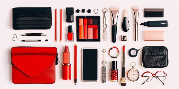 The knolling different women accessories.