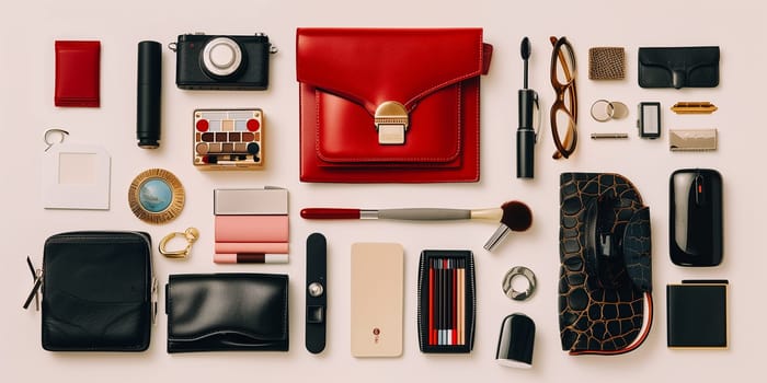 The knolling different women accessories.