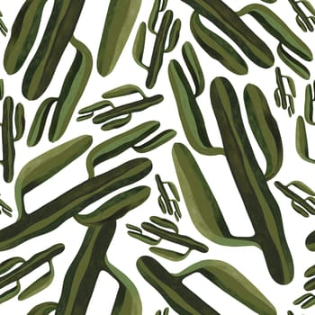 Cacti. Seamless watercolor pattern for wrapping paper, wallpaper and textiles