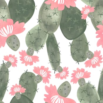 Cacti. Seamless watercolor pattern for wrapping paper, wallpaper and textiles