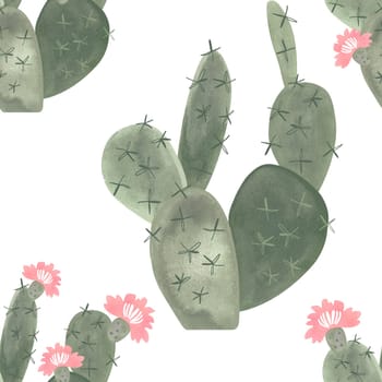 Cacti. Seamless watercolor pattern for wrapping paper, wallpaper and textiles