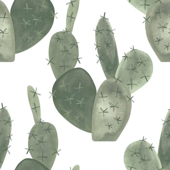 Cacti. Seamless watercolor pattern for wrapping paper, wallpaper and textiles