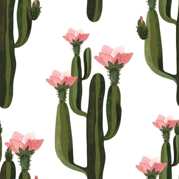 Cacti. Seamless watercolor pattern for wrapping paper, wallpaper and textiles