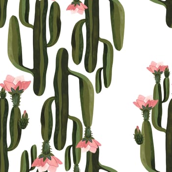 Cacti. Seamless watercolor pattern for wrapping paper, wallpaper and textiles