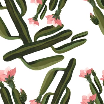 Cacti. Seamless watercolor pattern for wrapping paper, wallpaper and textiles