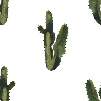 Cacti. Seamless watercolor pattern for wrapping paper, wallpaper and textiles