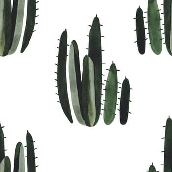 Cacti. Seamless watercolor pattern for wrapping paper, wallpaper and textiles