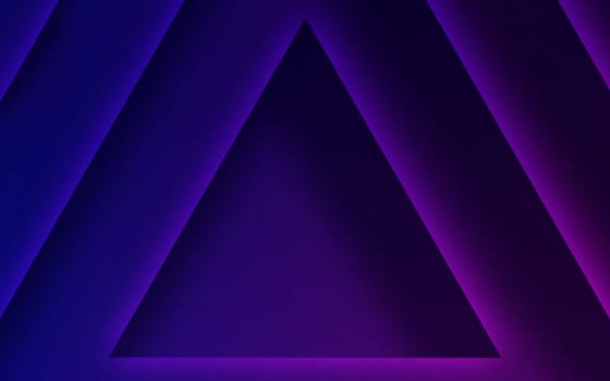 Psychedelic triangles purple background. Abstract border frame.