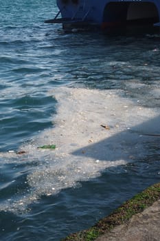 water pollution with garbage on water,