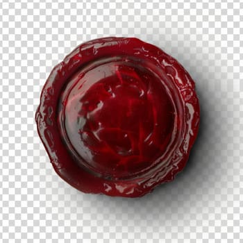 Elegant Red Wax Seal Stamp Isolated on White Background. Generative ai.