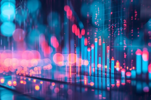 Investing and Trading: Digital Charts and Graphs Reflect modern Market Volatility. Neural network generated image. Not based on any actual scene or pattern.