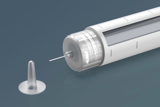 Close up of insulin pen and needle cap