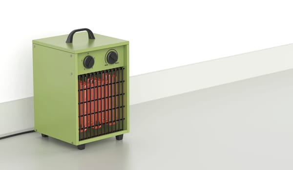 Heating the room with green electric fan heater