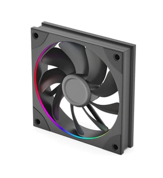 PC case fan with rgb lighting on white background