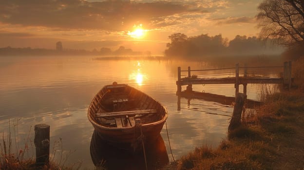 A boat is tied up to a dock on the water