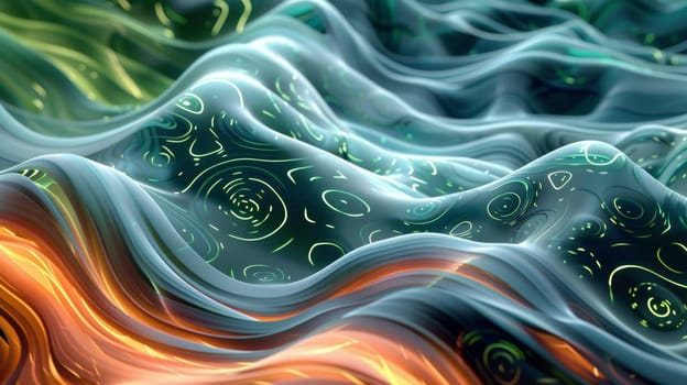 A close up of a colorful abstract design on top of water