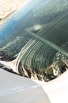 Efficiently cleaning an electric car in the comfort of a suburban driveway, combining eco-consciousness with practicality.