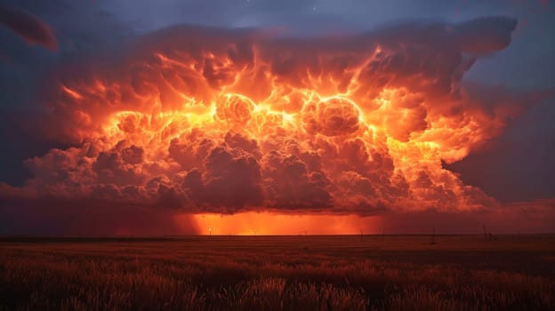 A large cloud of smoke is seen over a field