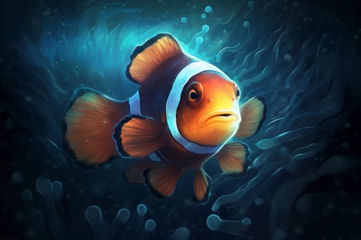 Clownfish underwater. Nature reef color. Generate Ai