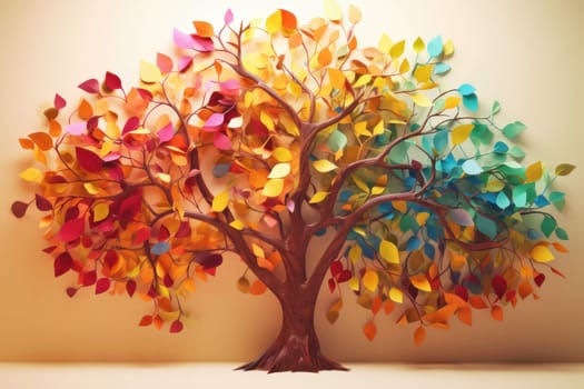 Colorful tree leaves. October fall art. Generate Ai