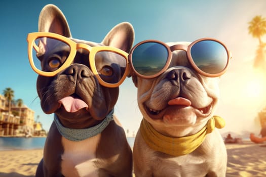 Dog sunglasses selfie. Animal selfie. Generate Ai