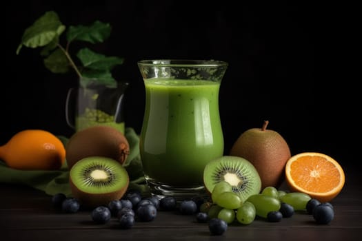 Green smoothie organic fruits. Fruit kiwi life. Generate Ai