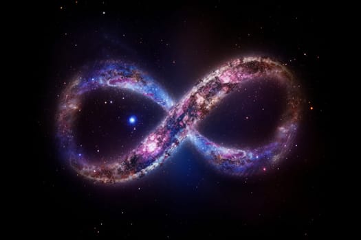 Infinity sign universe stars. Cosmos night. Generate Ai