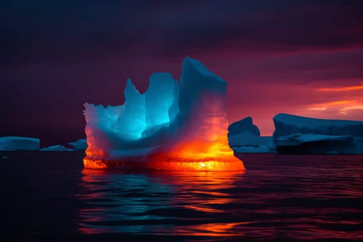 Iceberg neon colors. Sea beauty. Generate Ai