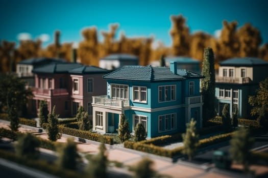 Miniature model villa street. Monza scale machines. Generate Ai