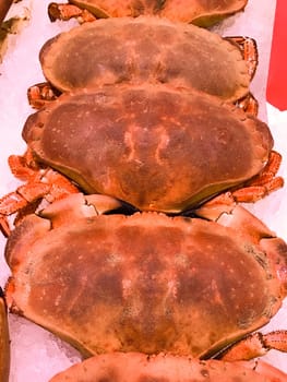 Cooked crabs for sale in the supermarket, Seafood, High quality photo
