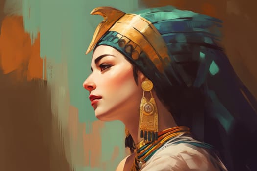 Cleopatra cute portrait. Makeup sexy. Fictional person. Generate Ai