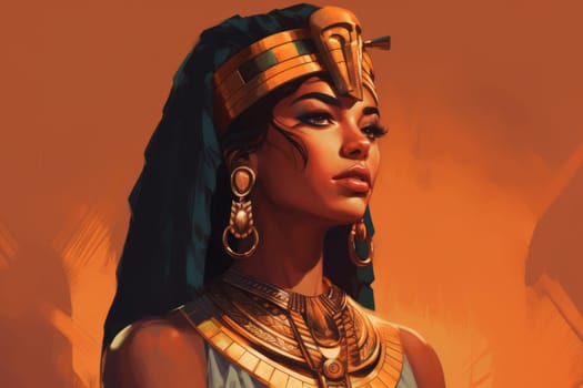 Cleopatra sexy portrait. Fashion makeup. Fictional person. Generate Ai