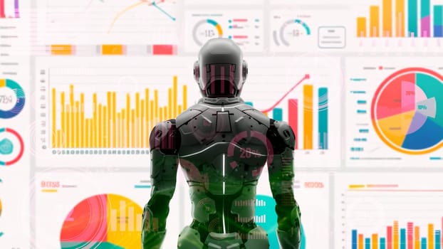 Future robot engineering AI solutions with LISP. A strategic algorithm for marketing robotics automation, LLM tech analysis, and cyber communication. 3D illustration artificial intelligence