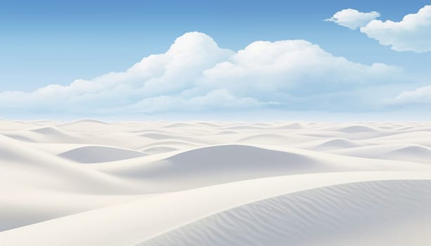 Blue sky with white clouds over the sandy desert. High quality photo