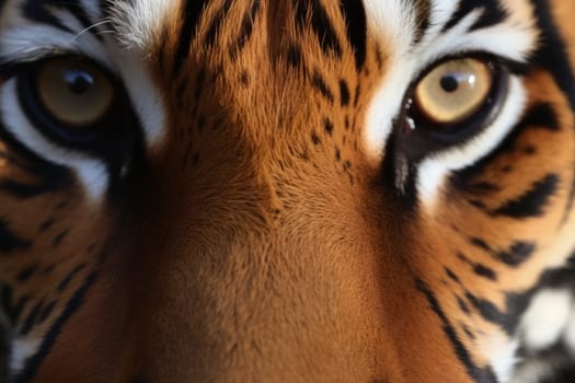 Tiger nose closeup face. Jungle eyes. Generate Ai
