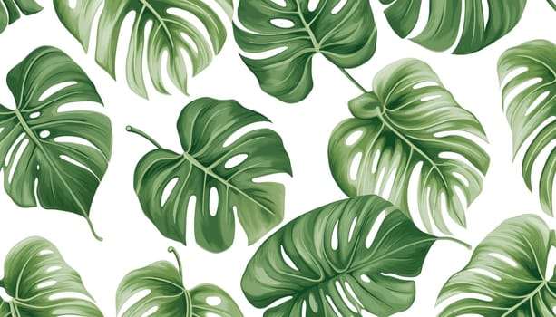 Monstera leaves tropical seamless pattern isolated. High quality photo