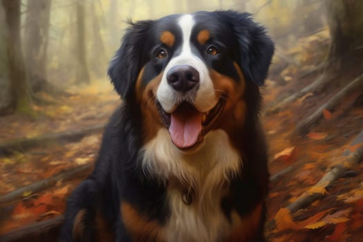 Cute bernese mountain dog. Animal pet. Generate Ai