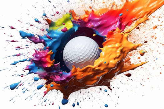 Golf ball color splash. Summer club. Generate Ai