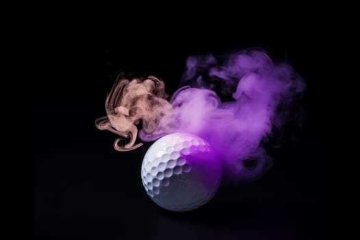 Golf ball colorful smoke. Play game. Generate Ai